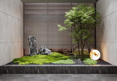 现代室内景观造景3D模型下载
